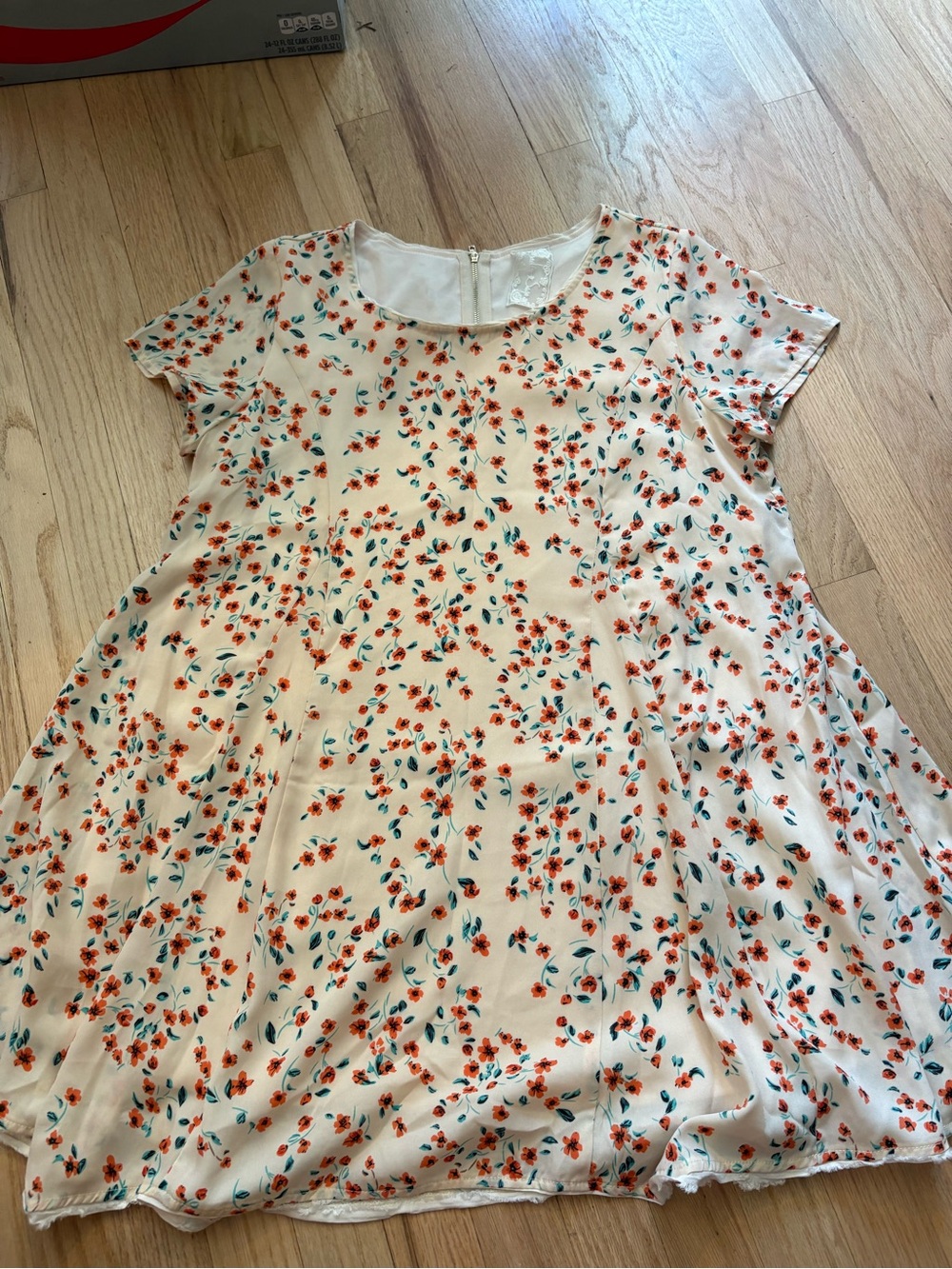 Sadie & Sage Cream Mini Dress with Red Floral Print